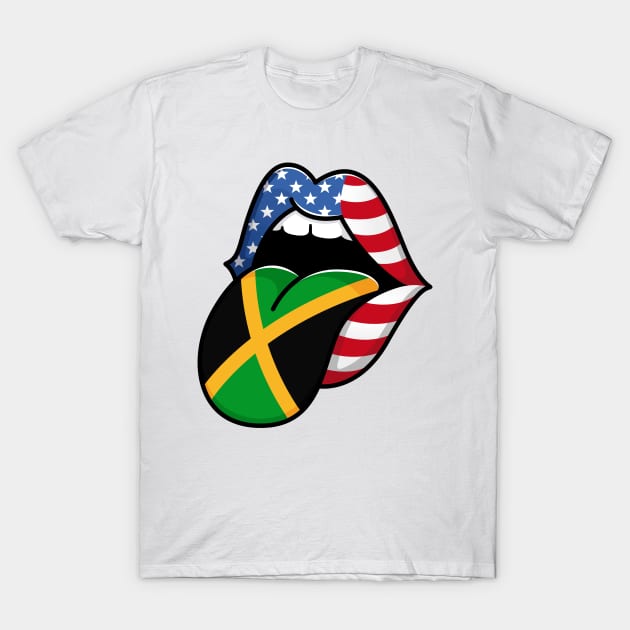 Tongue Jamaican Pride Flag of Jamaica Half American Half Jamaican T-Shirt by RW